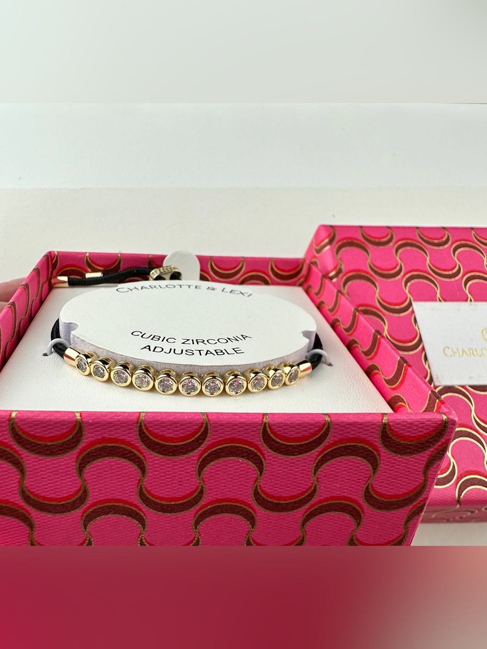NIB Charlotte & Lexi Gold CZ Adjustable Tennis Style Bracelet